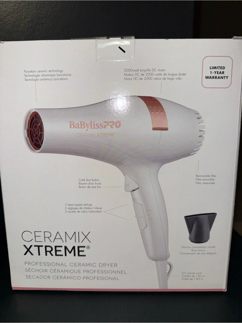 🆕 BaBylissPRO Ceramix Xtreme Professional Hair Dryer White Pink 2000W